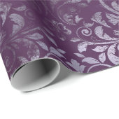 Royal Damask Distress Paarse Plum Floral Grey Gr Cadeaupapier (Rol Hoek)