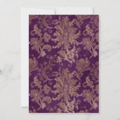 Royal Damask Elegante Paarse bruiloft uitnodiging (Achterkant)