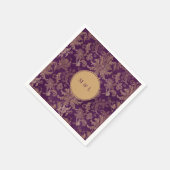 Royal Damask Gold Paarse Monogram papier Servet (Hoek)