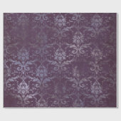 Royal Damask Grunge Paars Plum Floral Grey Blue Cadeaupapier (Vlak)