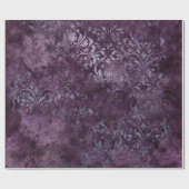 Royal Damask Grunge Paars Plum Floral Grey Blue Cadeaupapier (Vlak)