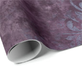 Royal Damask Grunge Paars Plum Floral Grey Blue Cadeaupapier (Rol Hoek)