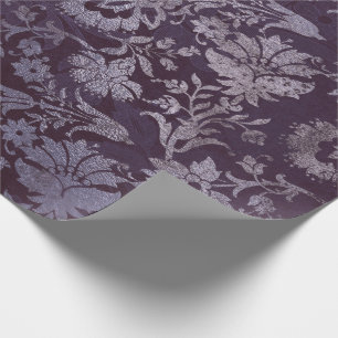 Royal Damask Grunge Paars Plum Floral Grey Blue Cadeaupapier