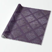 Royal Damask Noodlijdende Paarse Plum Floral Cotta Cadeaupapier (Uitgerold)
