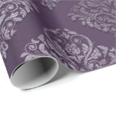 Royal Damask Noodlijdende Paarse Plum Floral Cotta Cadeaupapier (Rol Hoek)