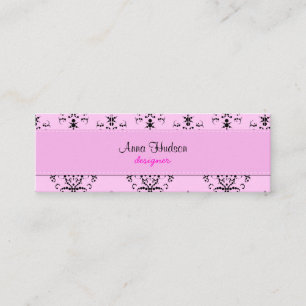 Royal Damask, Ornaments, Swirls - Roze Black Mini Visitekaartje