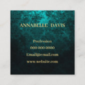 Royal Damask Personalized Turquoise Vierkante Visitekaartje (Achterkant)