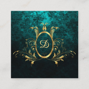 Royal Damask Personalized Turquoise Vierkante Visitekaartje