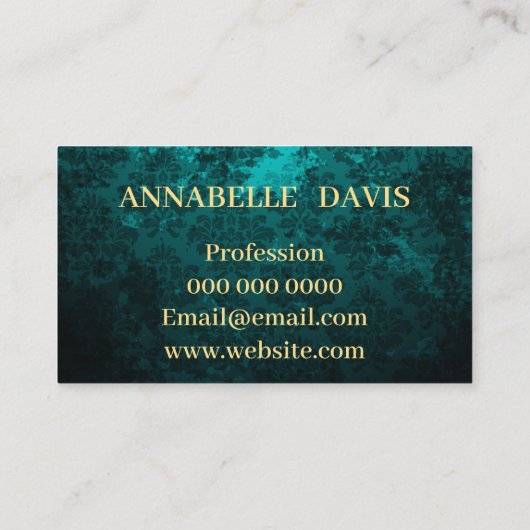 Royal Damask Turquoise gepersonaliseerd Visitekaartje (Achterkant)