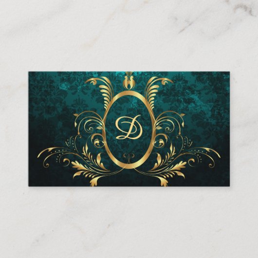 Royal Damask Turquoise gepersonaliseerd Visitekaartje (Voorkant)