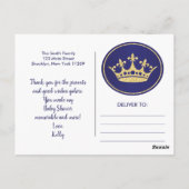 Royal Dank u Baby shower Dank u Briefkaart (Achterkant)