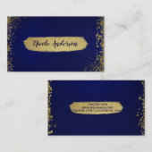 Royal Dark Blue & Gold Glitter Glam Modern Chic Visitekaartje (Voorkant / Achterkant)