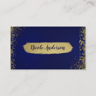 Royal Dark Blue & Gold Glitter Glam Modern Chic Visitekaartje