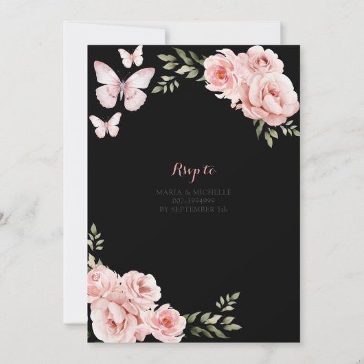 Royal Dark Blush Pink Twins Geometrische Quinceañe Kaart (Achterkant)