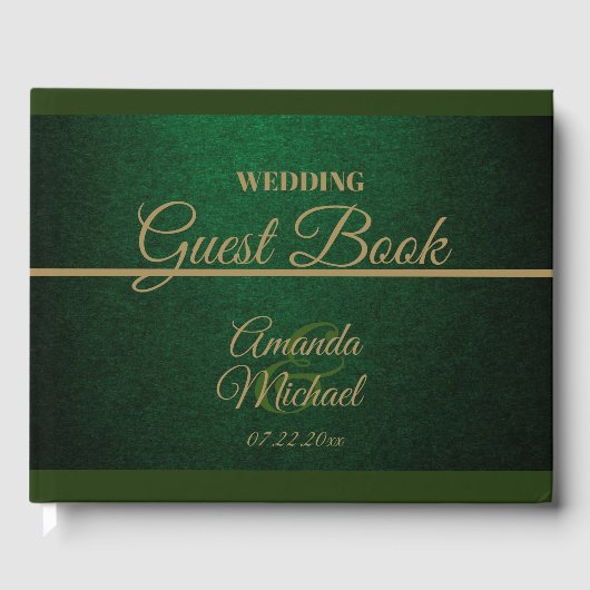 Royal Dark Green & Gold Wedding Gastenboek (Voorkant)