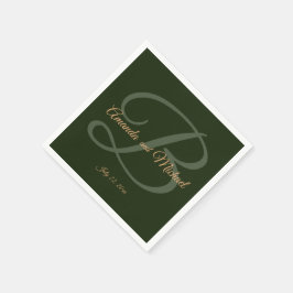 Royal Dark Green Leaves Gold Lijst Weddenschap Pap Servet