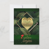Royal Dark Green Leaves Gold Lijst Wedding Save The Date (Achterkant)