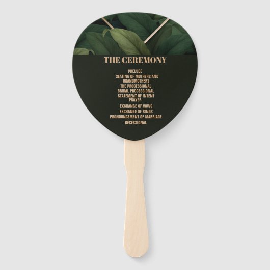 Royal Dark Green Leaves Wedding Ceremony Handwaaier (Achterkant)