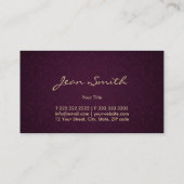 Royal Dark Paars & Gold Damask Visitekaartje (Achterkant)