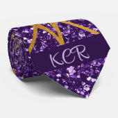 Royal Deco Paars Glitter Gold Geometic Pattern Stropdas (Opgerold)