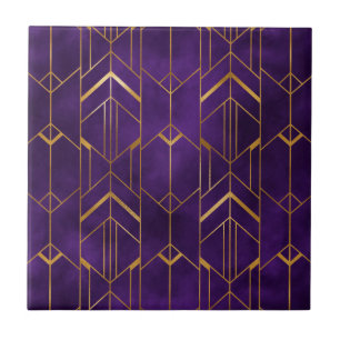 Royal Deco Paarse gouden Abstracte geometrische pa Tegeltje