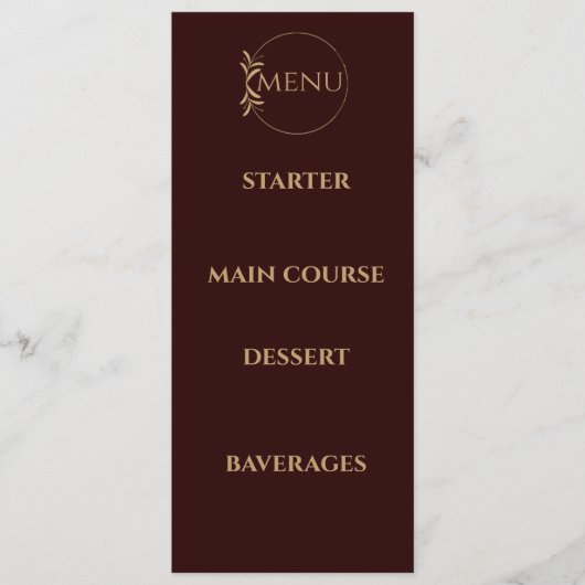 Royal Deep Bourgondië huwelijksmenu Menu (Voorkant)