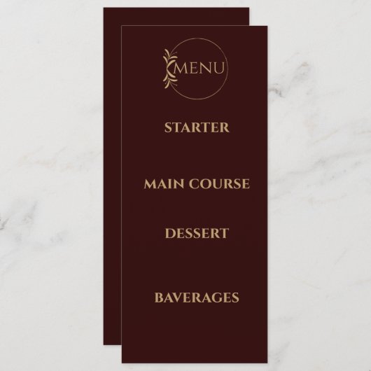 Royal Deep Bourgondië huwelijksmenu Menu (Voorkant / Achterkant)