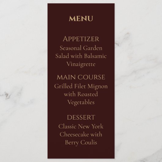 Royal Deep Burgundy Personalized wedding menu (Voorkant)