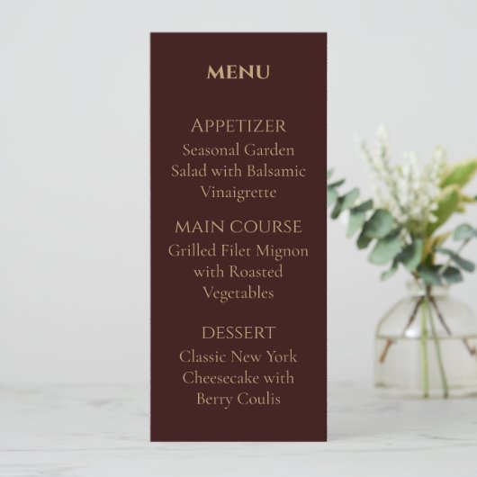 Royal Deep Burgundy Personalized wedding menu (Staand voorkant)