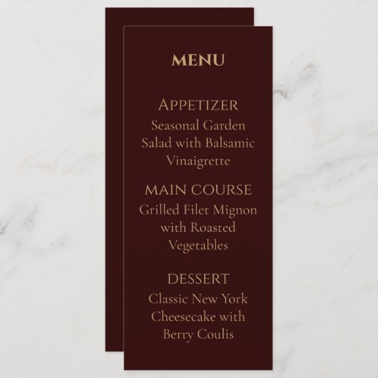 Royal Deep Burgundy Personalized wedding menu (Voorkant / Achterkant)