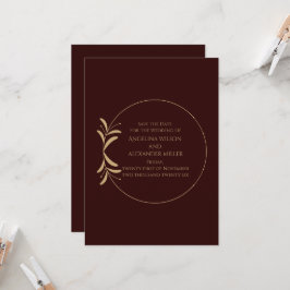 Royal Deep Burgundy Save the Date Card Kaart