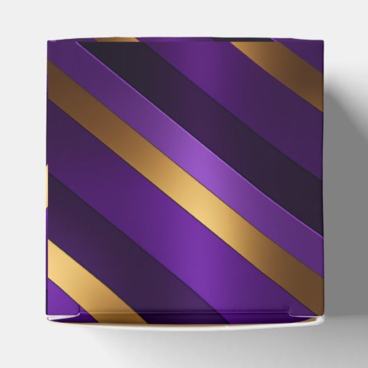 Royal Deep Paarse en Gold Striped Bedankdoosjes (Bovenkant)