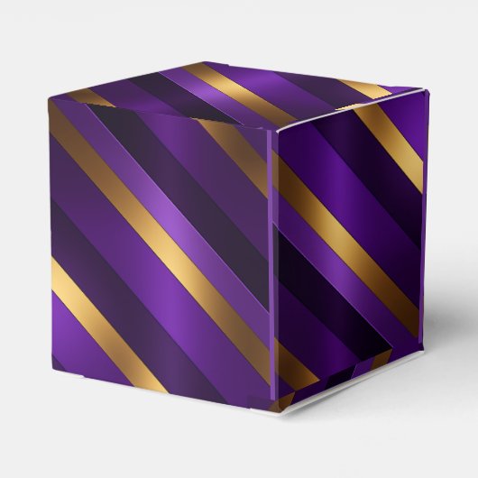 Royal Deep Paarse en Gold Striped Bedankdoosjes (Achterkant)