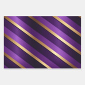Royal Deep Paarse en Gold Striped Inpakpapier Vel (Voorkant)