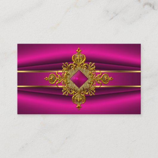Royal Deep Pink Elegant Gold Rich  Jewel Visitekaartje (Voorkant)