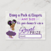Royal Diaper Raffle|Paarse & White Ethnic Princess Informatiekaartje (Achterkant)