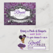Royal Diaper Raffle|Paarse & White Ethnic Princess Informatiekaartje (Voorkant / Achterkant)