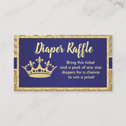 Royal Diaper Raffle Ticket voor Baby shower Informatiekaartje (Voorkant)
