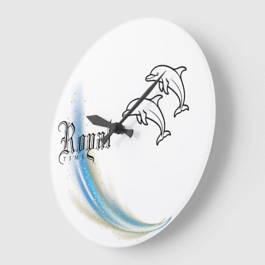 Royal Dolphin Wall Clock, Ronde Natuurlijke Hout L Grote Klok (Hoek)