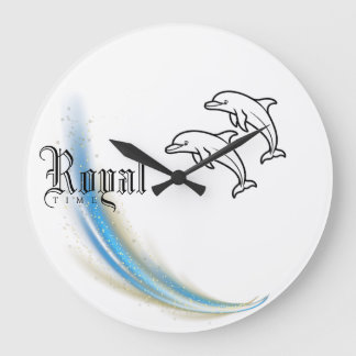 Royal Dolphin Wall Clock, Ronde Natuurlijke Hout L Grote Klok