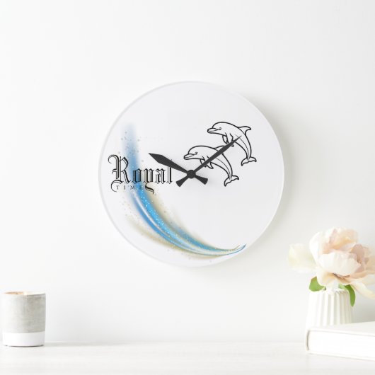Royal Dolphin Wall Clock, Ronde Natuurlijke Hout L Grote Klok (Huis)