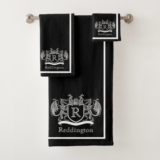 Royal Dragon Crest Black Badhanddoek Set Bad Handdoek (Insitu)