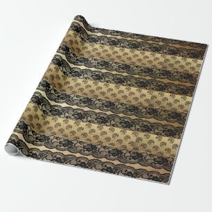 Royal Dragon Golden Black Lace Heraldic Vip Cadeaupapier