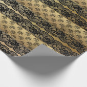 Royal Dragon Golden Black Lace Heraldic Vip Cadeaupapier (Hoek)