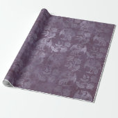 Royal Dragon Violet Script Paarse Floral Grunge Cadeaupapier (Uitgerold)