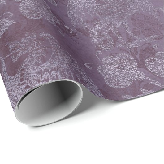 Royal Dragon Violet Script Paarse Floral Grunge Cadeaupapier (Rol Hoek)