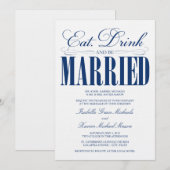 Royal Eat, Drink & getrouwd | Huwelijksuitnodiging Kaart (Voorkant / Achterkant)