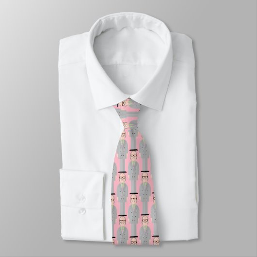Royal – Eccentric Character Pattern Tie (Pink) Stropdas (Gebonden)