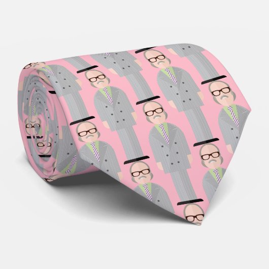 Royal – Eccentric Character Pattern Tie (Pink) Stropdas (Opgerold)