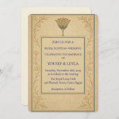 Royal Egyptian Wedding Invitation Lotus Gold Kaart (Voorkant / Achterkant)